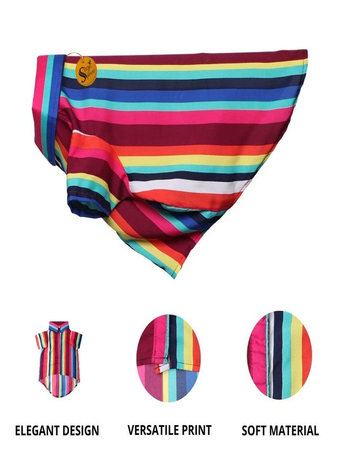 سايج سكوير قميص كلاب مطبوع عليه رسومات مربعة جريئة، قميص كلاب عصري، فائق النعومة وخفيف الوزن، ملابس كلاب مريحة وجيدة التهوية، زي عصري (مقاس كبير جدًا - 28 بوصة) (طبعة مخططة ملونة) - Image 2